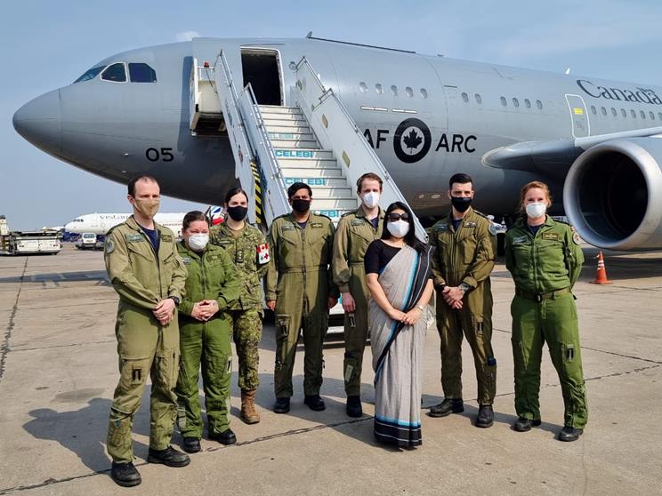 Flight carrying medical supplies from Canada lands in New Delhi