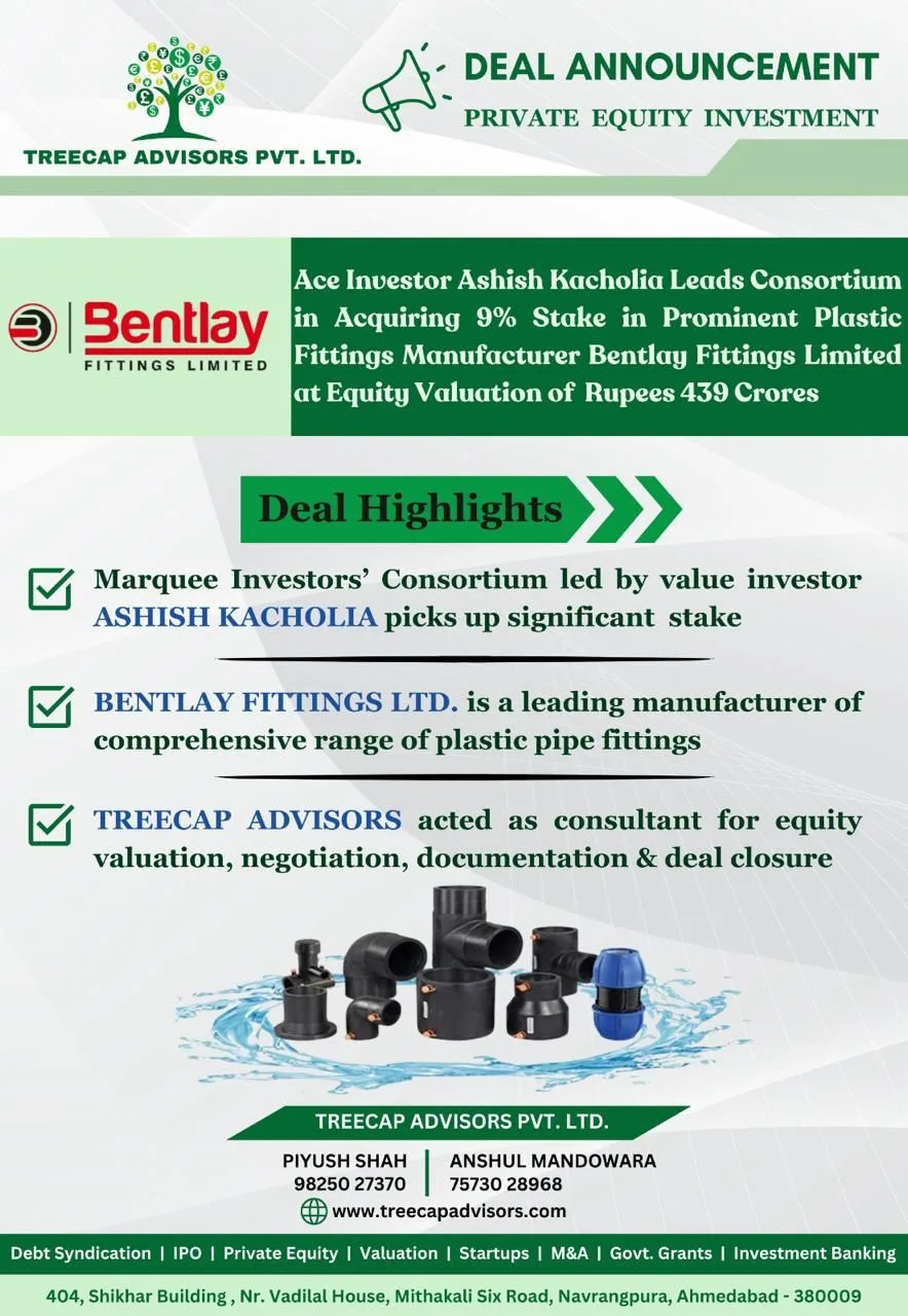 Ace Investor Ashish Kacholia Leads Consortium in Acquiring Stake in Prominent Plastic Fittings Manufacturer Bentlay Fittings Limited